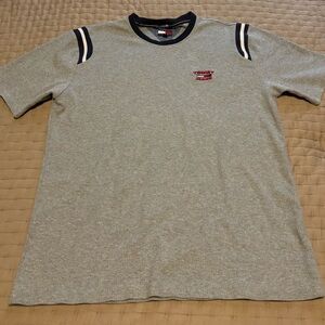 Vintage Y2K Tommy Jeans Gray Short Sleeve Sweatshirt Size XXL Measures XL